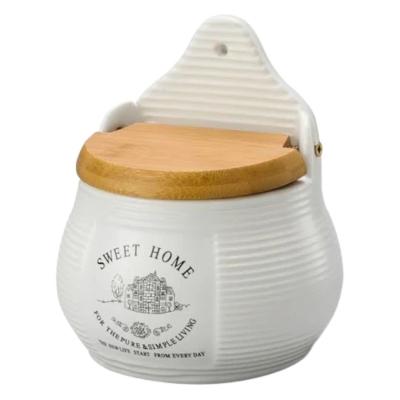 SALEIRO P/PAREDE CERAMICA C/TAMPA BAMBU SWEET HOME 10X7,5X13CM 8059