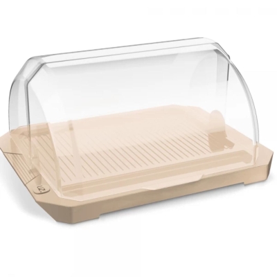 PORTA PÃO COM TAMPA TRANSPARENTE CAPUCCINO - UZ244