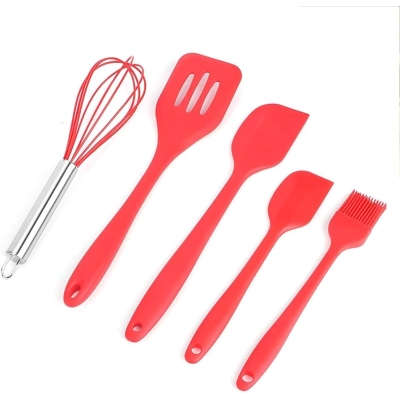 KIT UTENSILIOS DE SILICONE 5 PEÇAS VERMELHO 8406