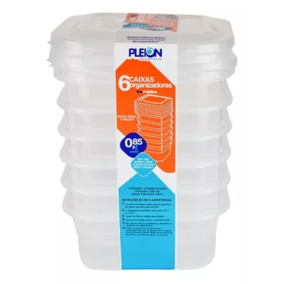 CONJUNTO 6 POTES ORGANIZADORES 850ML PLEION - 312