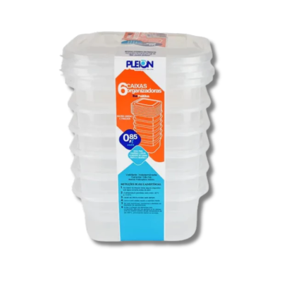 CONJUNTO 6 POTES ORGANIZADORES 850ML PLEION - 312