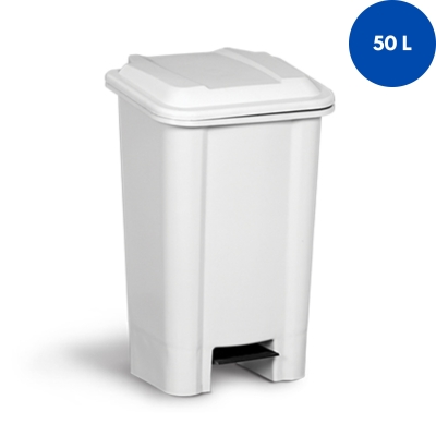 LIXEIRA DTR 50L COM PEDAL BRANCA - 362