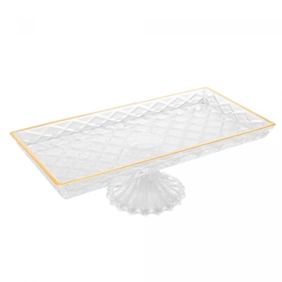 TRAVESSA CRISTAL COM PE FIO DE OURO DIAMOND 34.5X18.5X11CM 5400