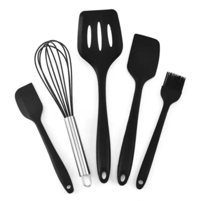 KIT UTENSILIOS DE SILICONE 5 PEÇAS PRETO 8405